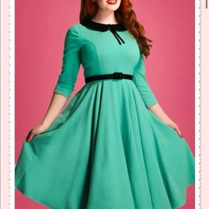 Collectif Clothing 50s Christine Swing Dress in Mint Green